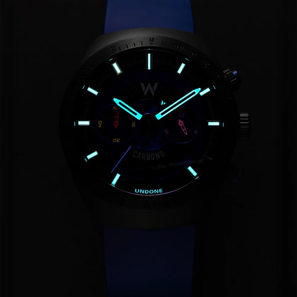 Undone Carbon Hybrid Mechanical Quartz Steel Chronograph Blue Black Men’s Watch