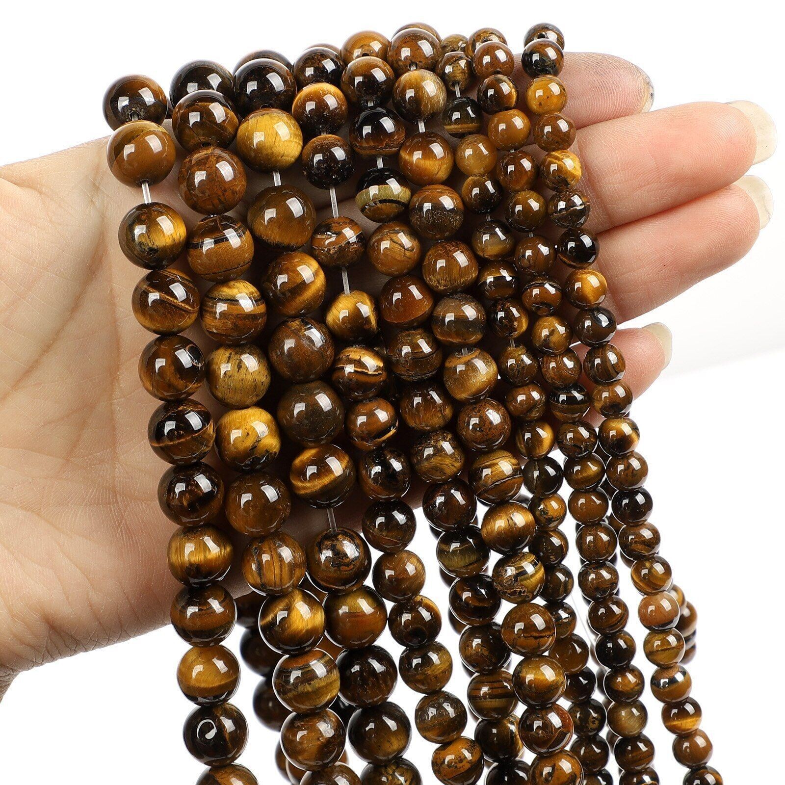 Natural-Gemstone Round Spacer Loose Beads Jewelry Making 4mm 6mm 8mm 10mm 12mm