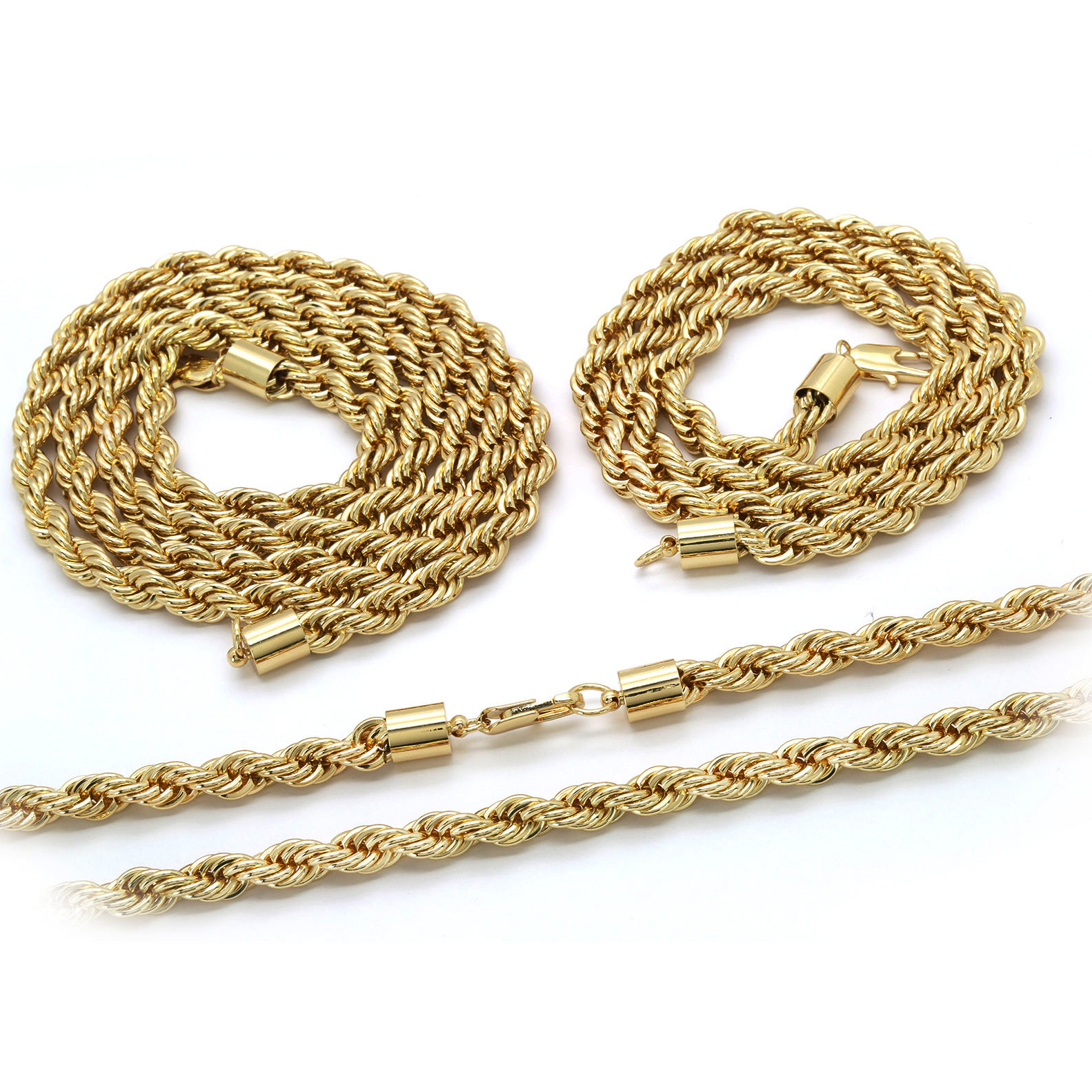 14K Gold Plated High Fashion 24″ inch Italy Rope Chain Necklace 2.5 mm-10 mm