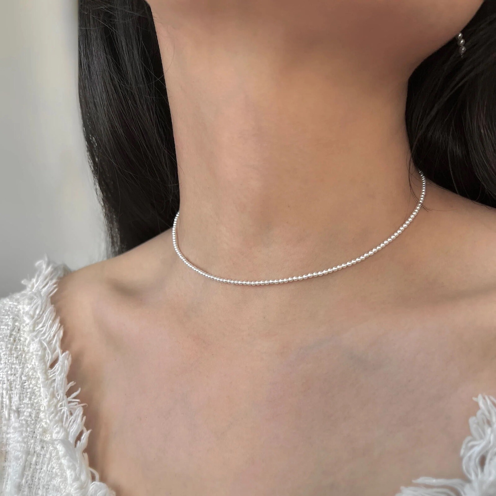 14k Good Filled 2mm Pearl Necklace , Bridesmaid Jewelry, Everyday Necklace