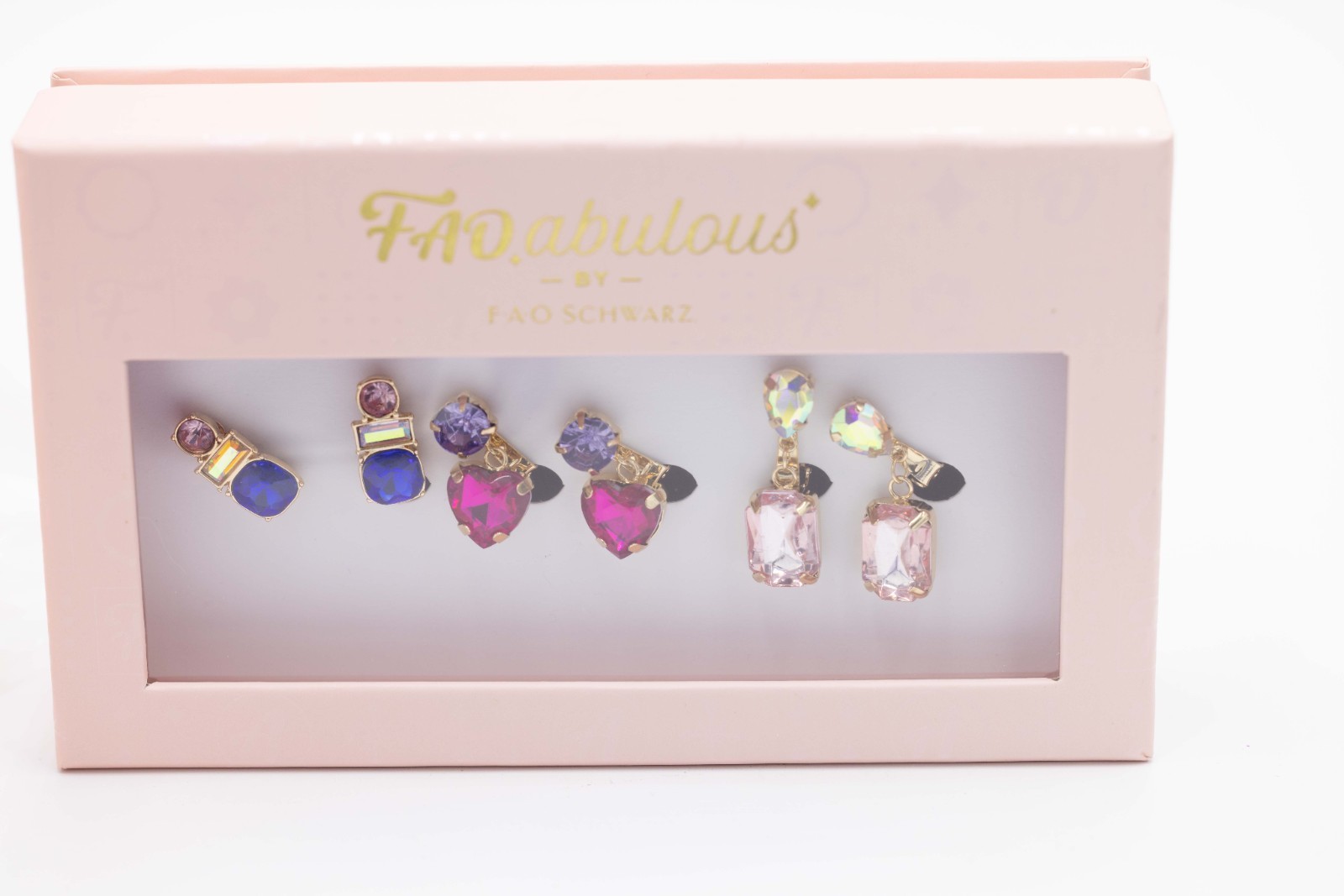 FAOabulous by FAO Schwarz Girls 3pk Multi Stone Clip Earrings, Multicolored