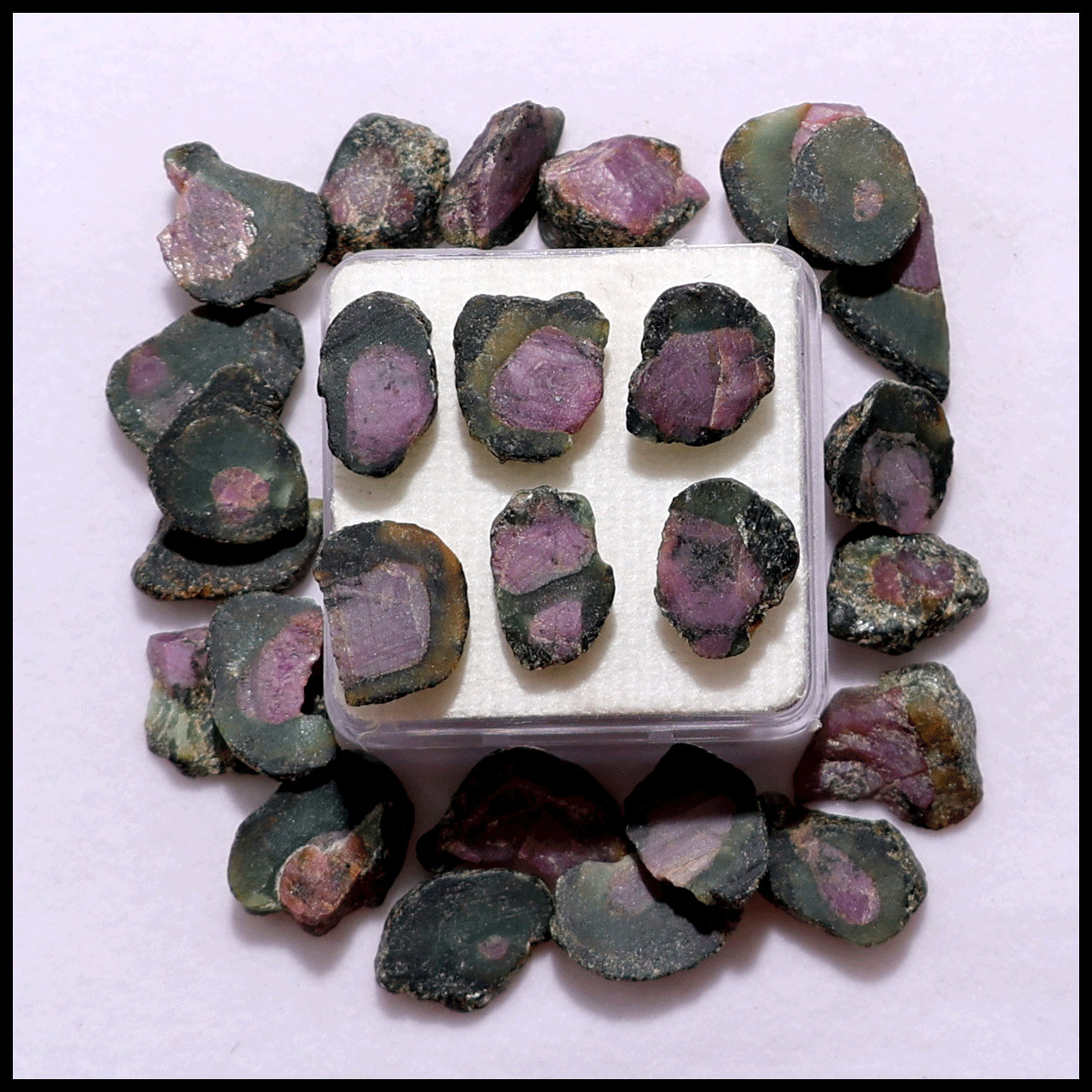 27 PC Natural Watermelon Ruby Untreated 11.5mm-17.4mm Rough Loose Gemstones Lot