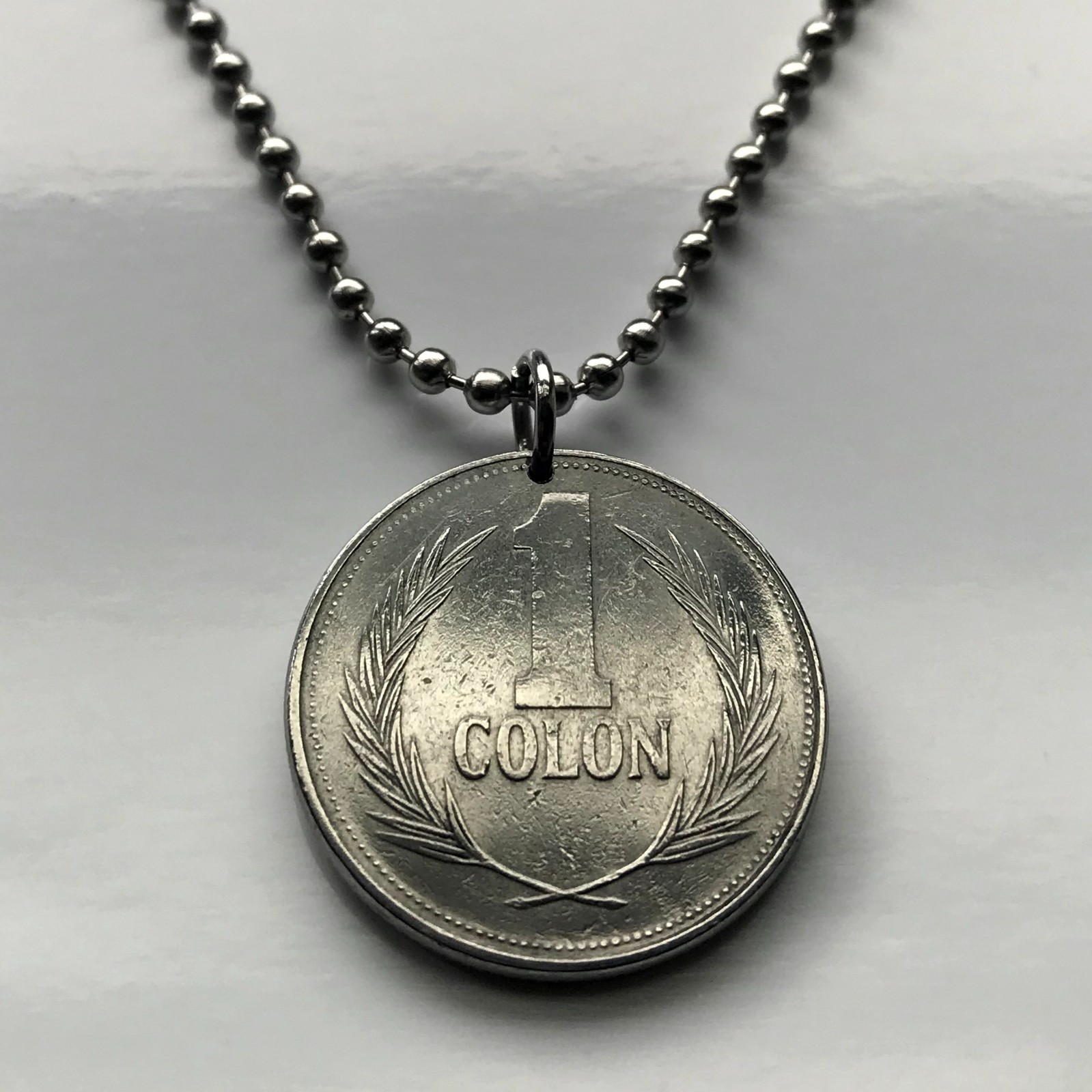 1991 El Salvador 1 Colon coin pendant Cristobal Colon Ahuachapan Ilopango 001716