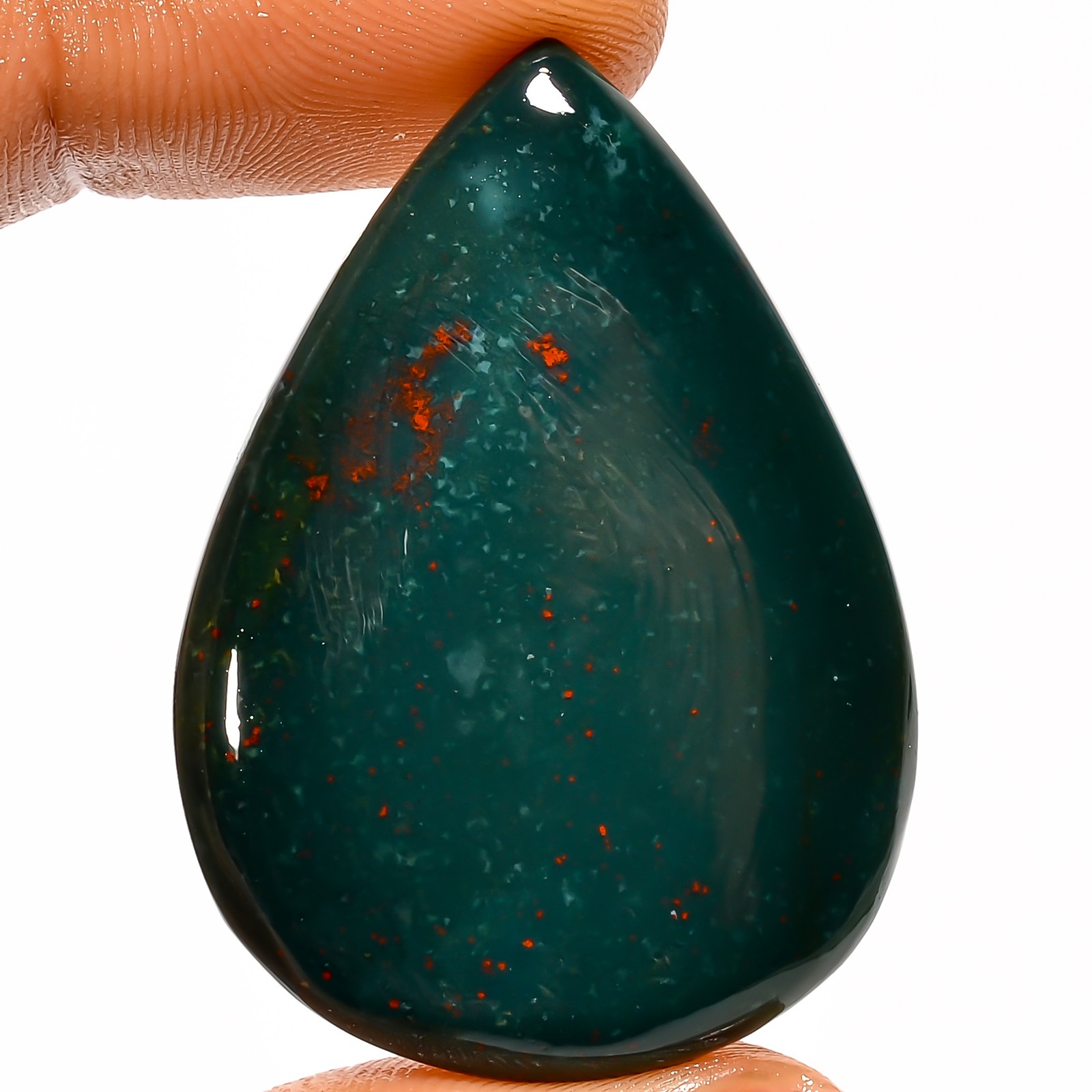 100% Natural Bloodstone Pear Shape Cabochon Gemstone 49 Ct. 40X28X5 mm A-37350