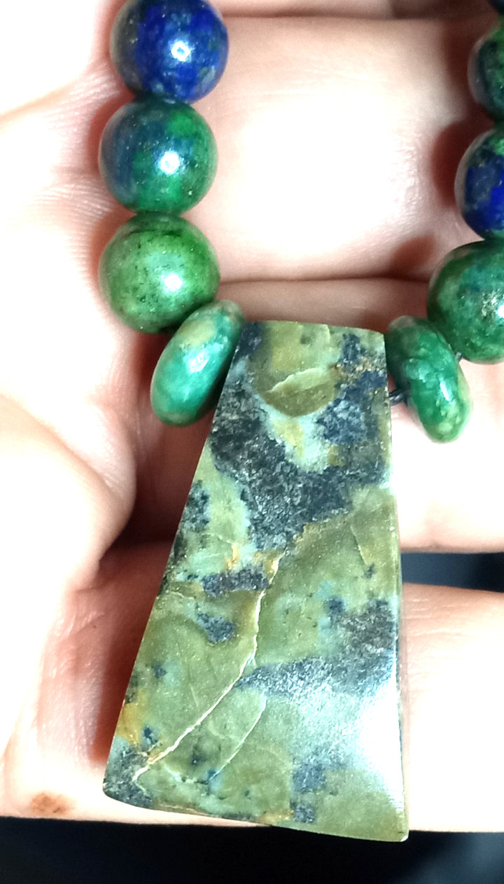 Axe on Serpentine stone hand braided adjustable Neckalce.