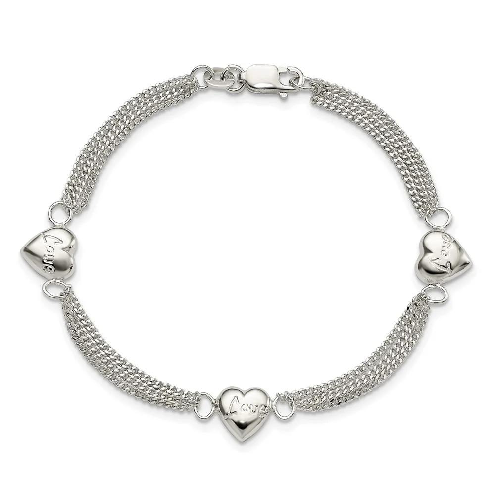 Sterling Silver Heart With Love Bracelet