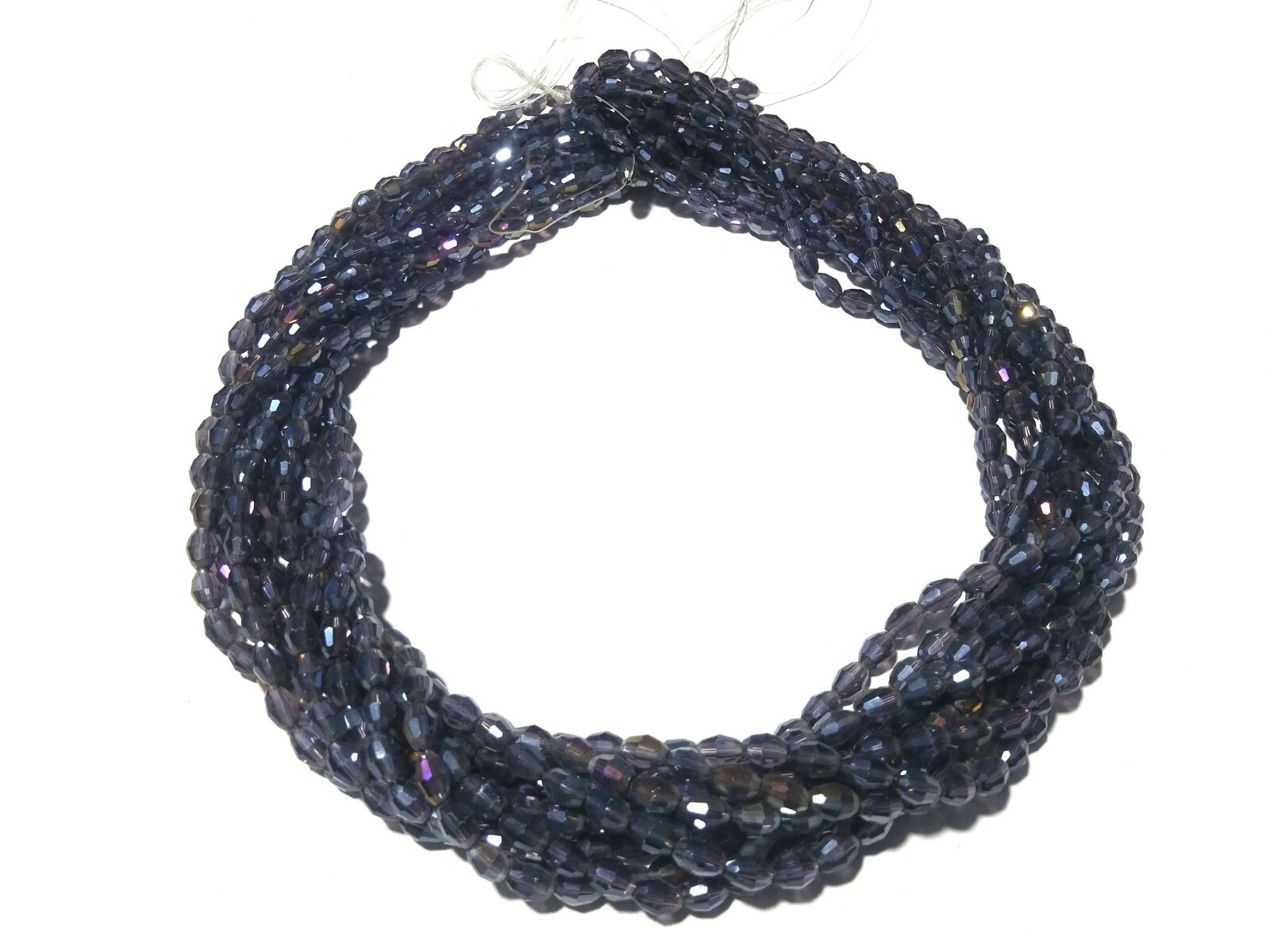 5 Strand Mystic iolite Quartz Barrel Faceted 4x6mm Hydro Loose Beads 12″inch