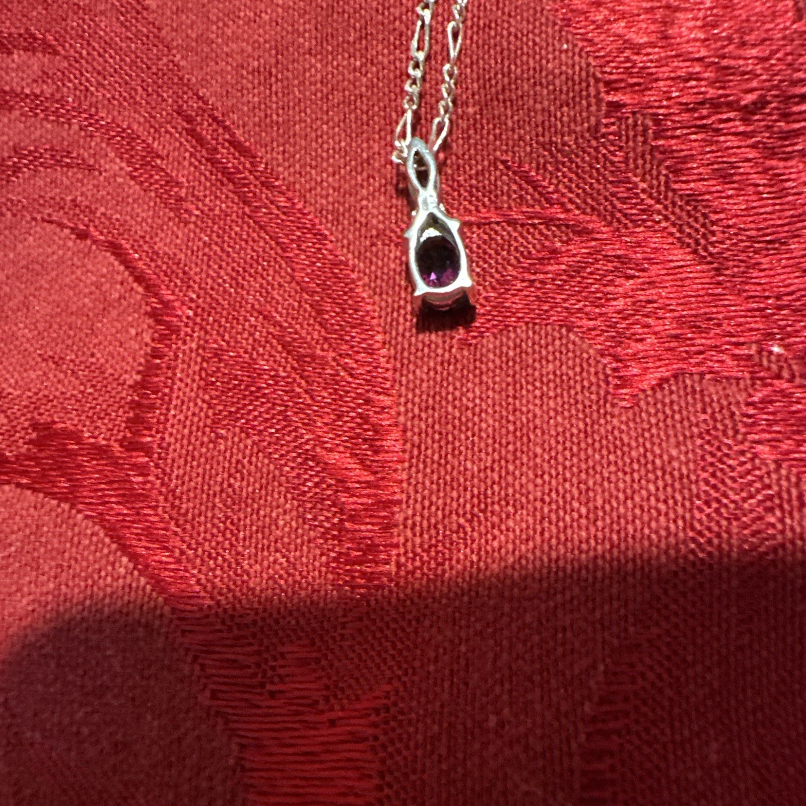 Faux Amethyst Necklace with Silver Chain and Setting