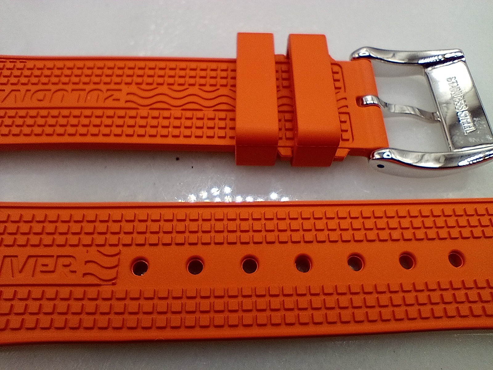 New 20mm Watchgecko Zuludiver HNBR Rubber Watch Strap Orange Quick Release 6B361