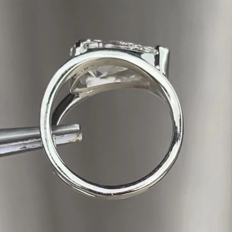 2.06 TCW Pear Moissanite bypass Solitaire Engagement Ring 14K White Gold Plated