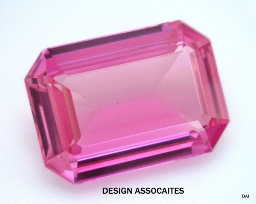 LAB CREATED PINK SAPPHIRE 7X5 MM EMERALD CUT AAA