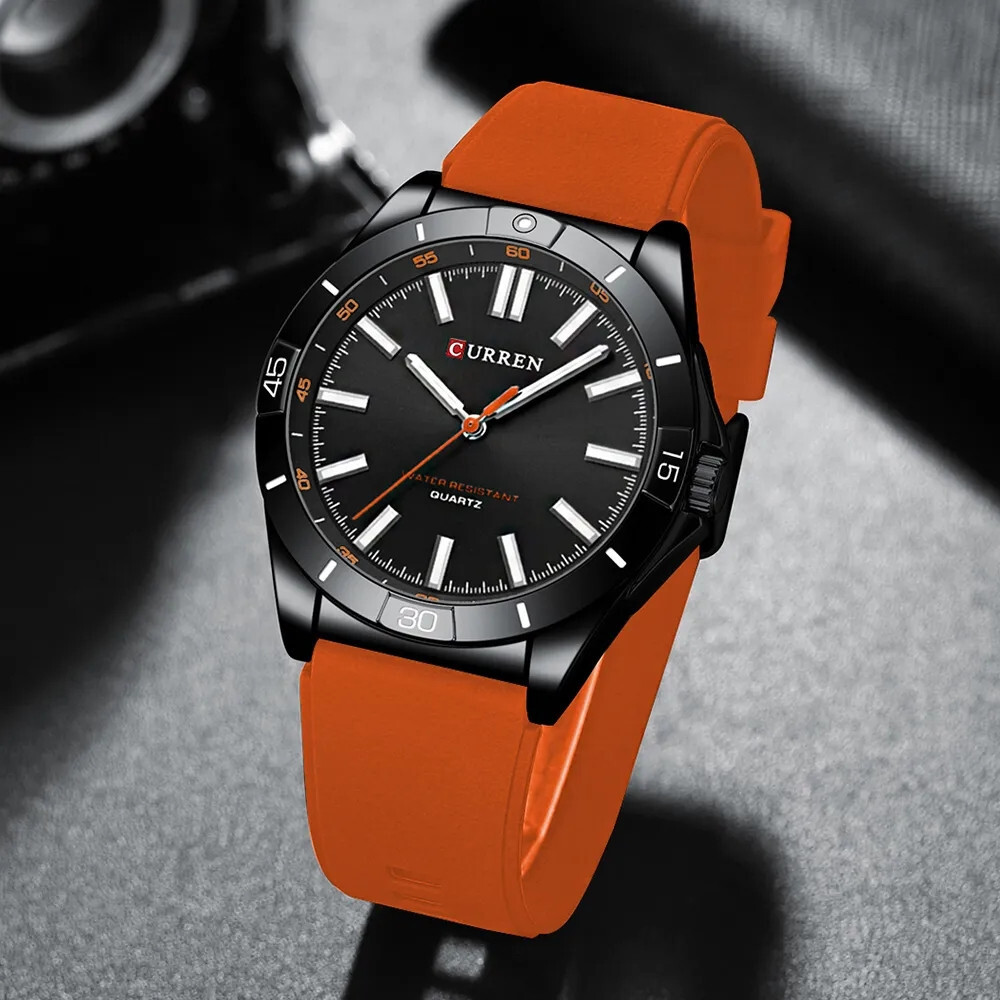 CURREN Men Quartz Watch Casual Business Wristwatch Boys Silicone Sport Watches