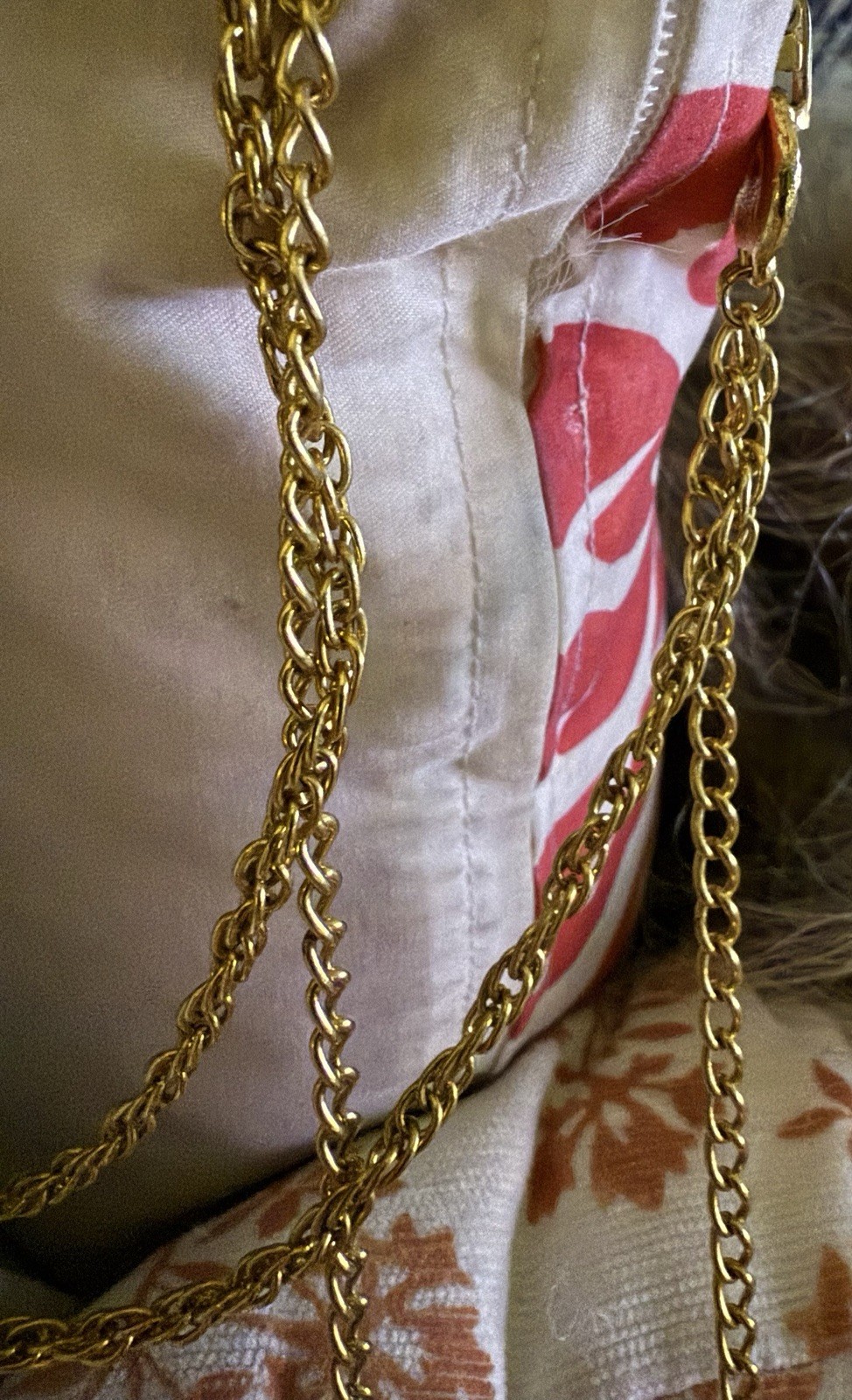Vintage Gold Tone Curb Link Chain Necklace with a 4 Inch Long Cross Pendant