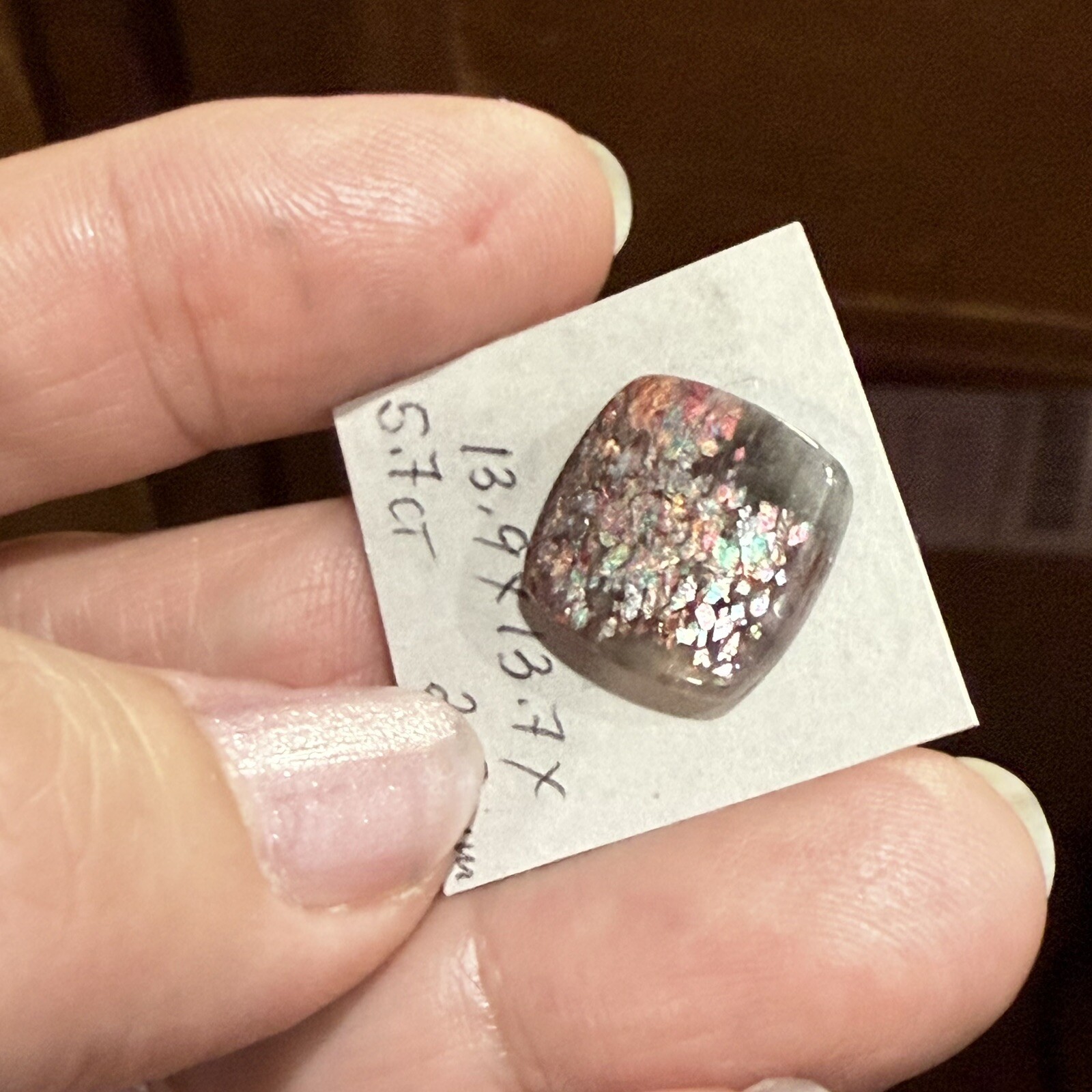 5.7ct 13.9×13.7×2.9mm Gemmy Rare Latice Black Moon Sunstone Cabochon Loose Gem