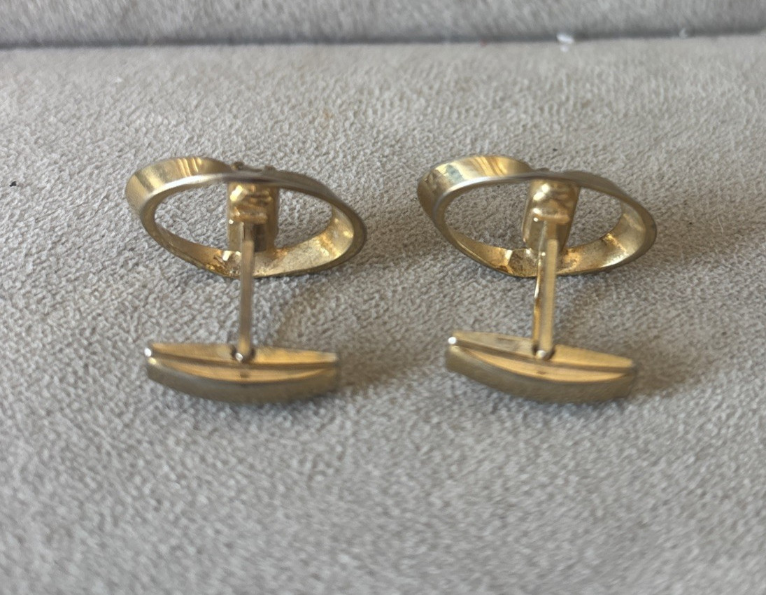 1960 Vintage Special Occasion Rhinestone Cufflinks Gold Plate Pat. 2,974,381
