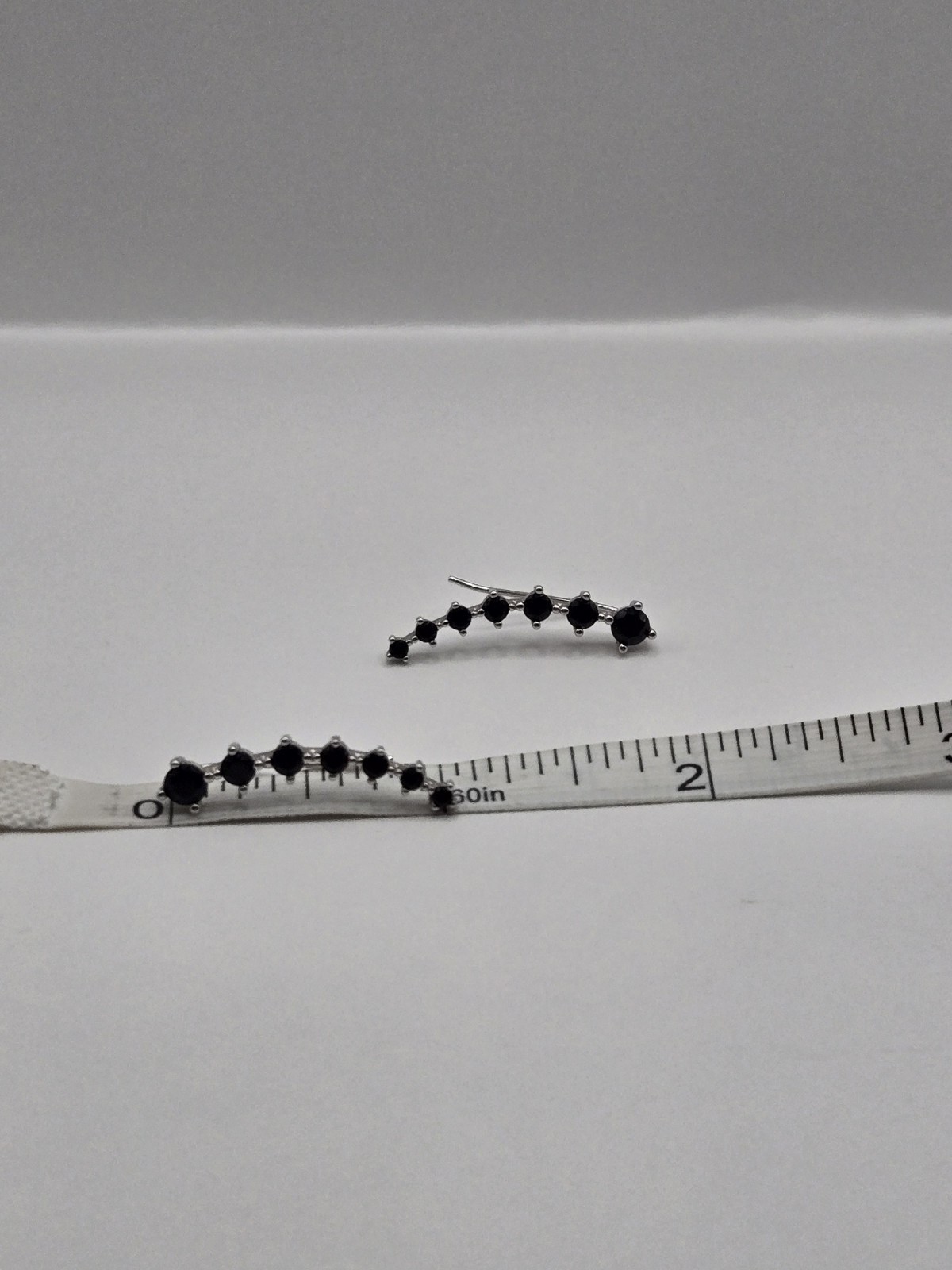 Sterling Silver Crawler Cuff Climber Earrings Black Stones