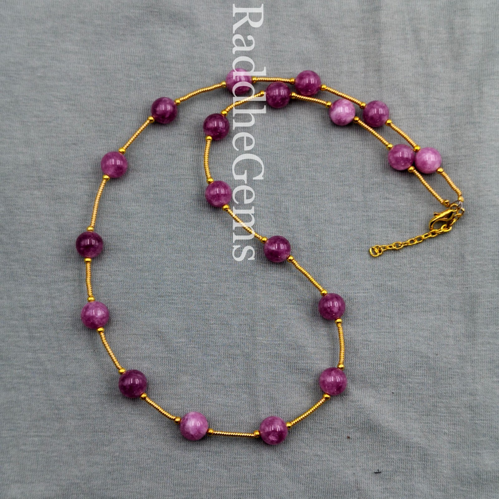Pink Tourmaline Necklace, 8mm round AAA Beads, Sterling Silver, Dainty Gemstone