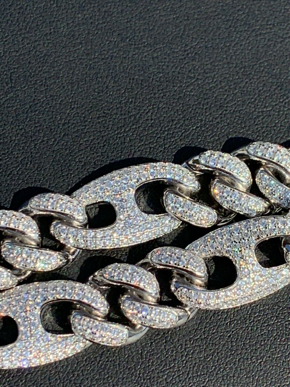 Mens Miami Cuban Iced Gucci Link Bracelet Solid 925 Silver Hip Hop CZ Hip Hop