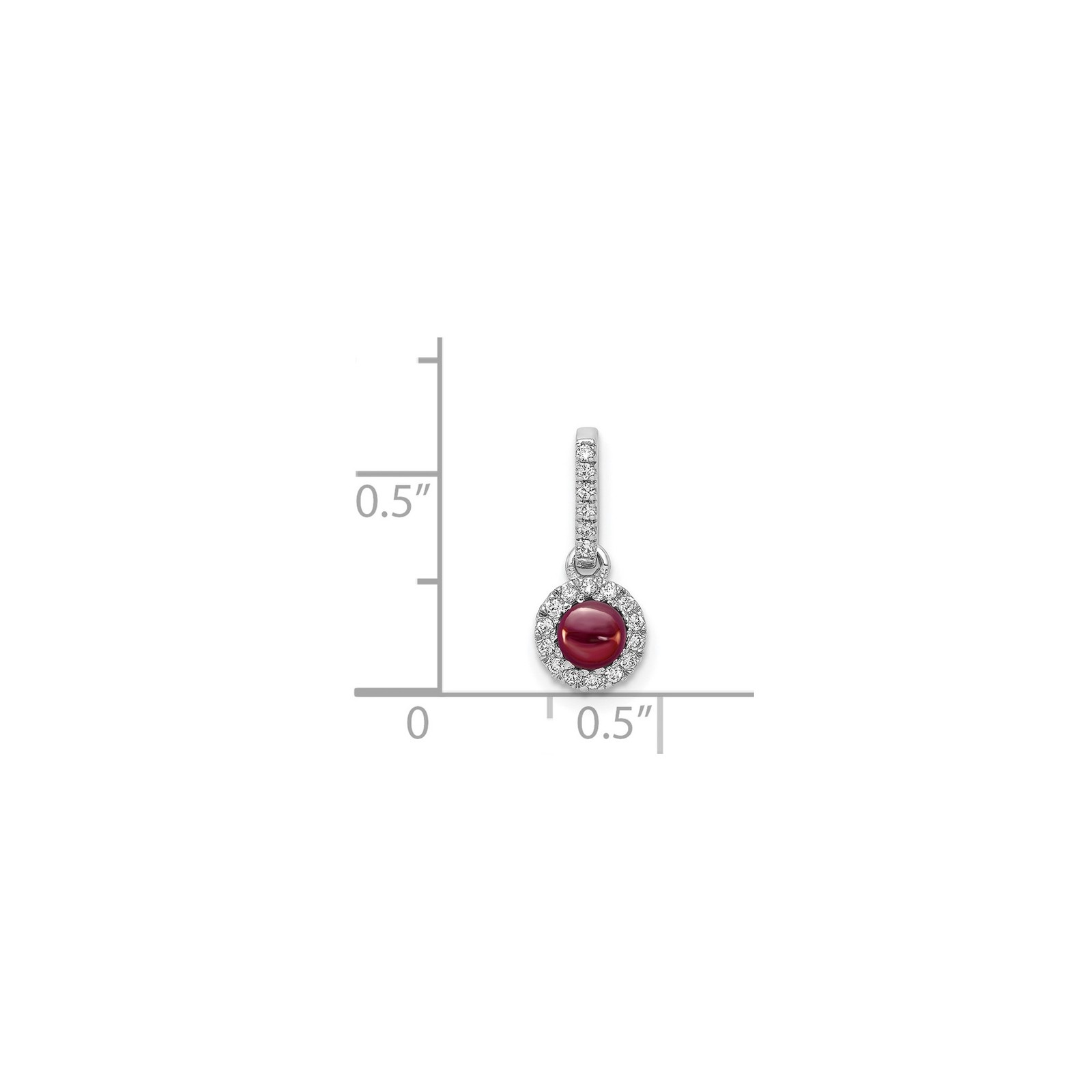 14k White Gold Dangle Pendant Red Gemstone Diamond Halo Fine Jewelry Necklace