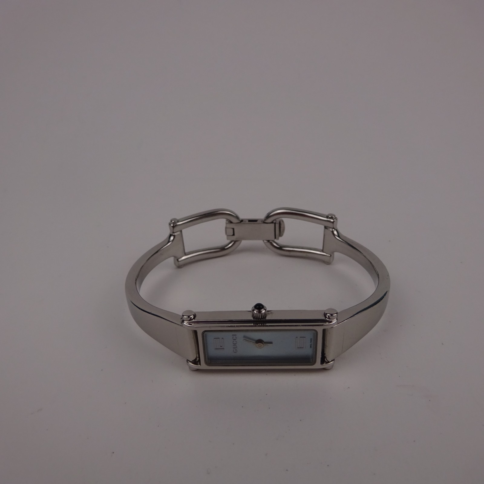 Gucci 1500L Bangle Watch Baby Blue Dial Stainless Steel Women’s
