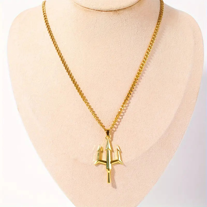 Coat Of Arms Of Ukraine Trident Tryzub Jewelry Golden Pendant Necklace