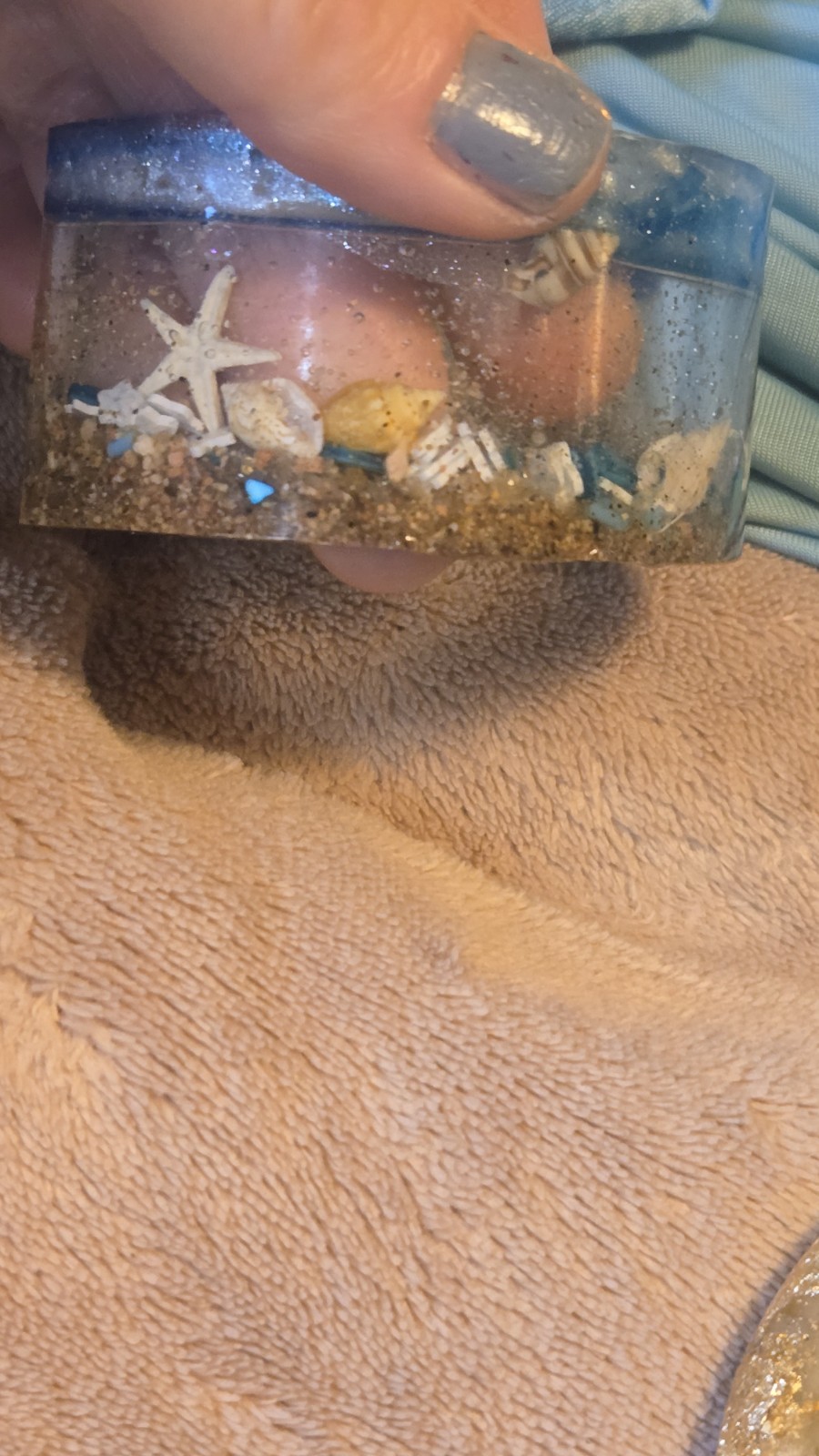 Ocean Scene Resin Wide Cuff Bracelet Artisan Made OOAK Wearable Art