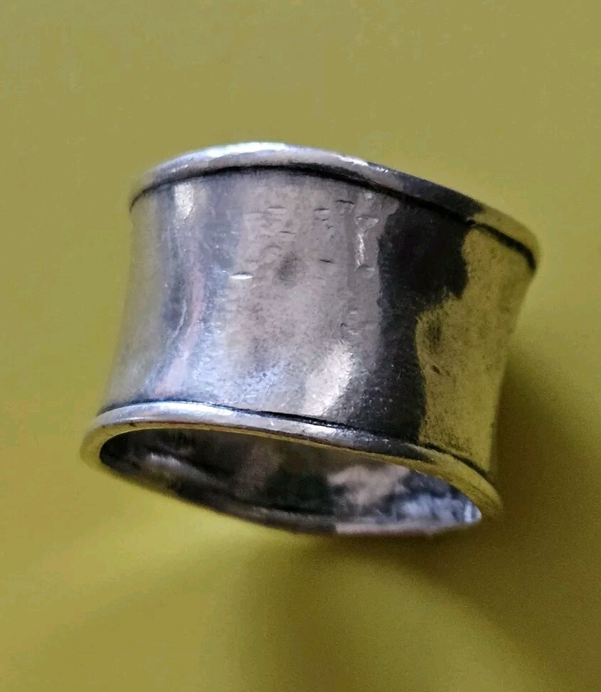 Didae Stamped 925 Sterling Silver Hammered Wave Wide Band Ring Size 7 Israeli