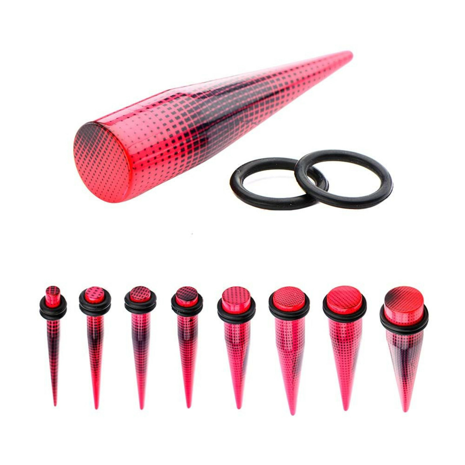 PAIR-Tapers Red/Black Pixel Acrylic 10mm/00 Gauge