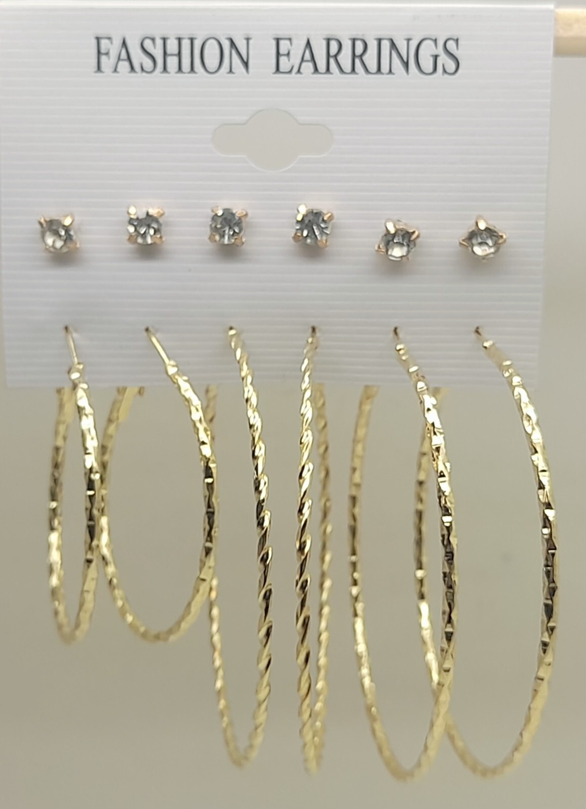 set of 12 Pairs/2 card multi style gold/silver color stone/hoop fashion earrings