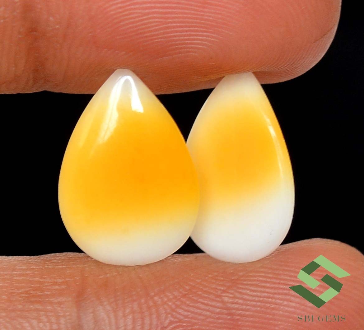 17×12 mm Natural Ethiopian Opal Pear Cabochon Pair 5.29 CTS Loose Gemstones