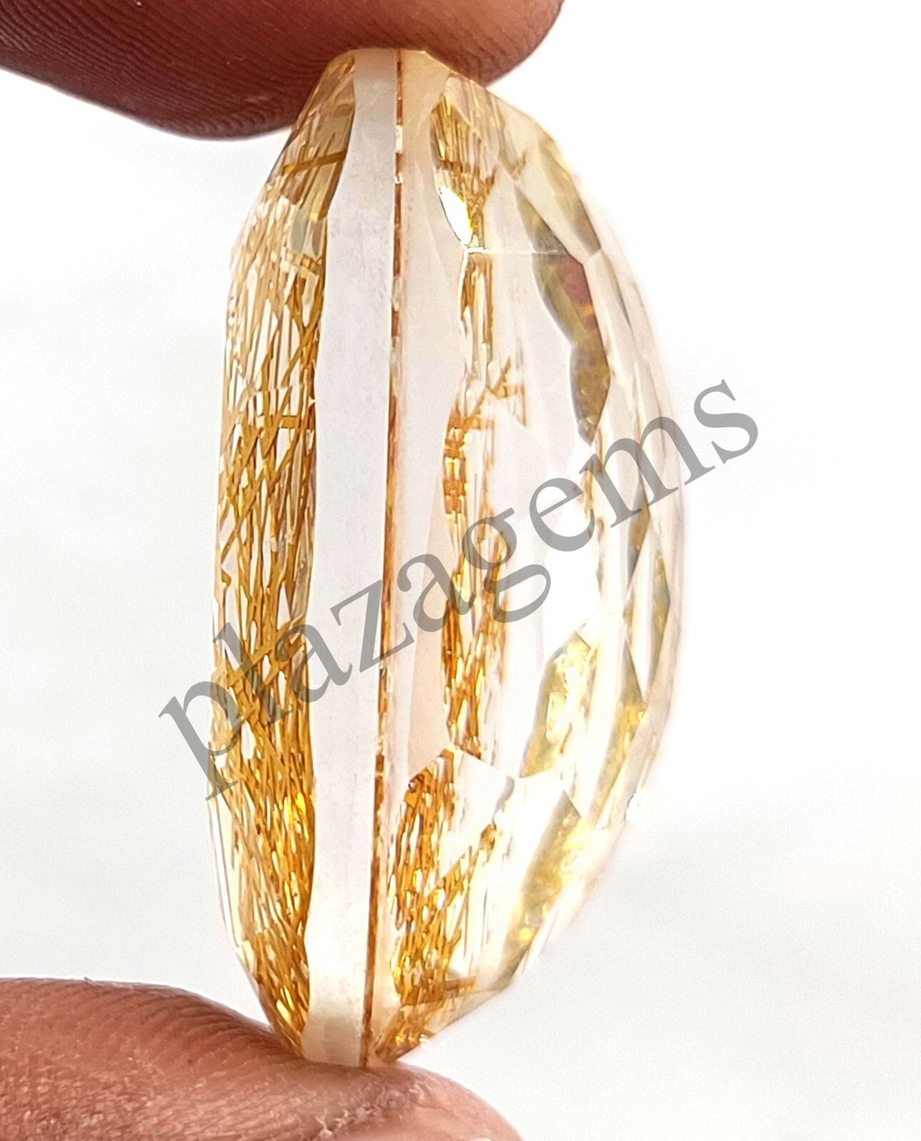 90.50 CT GOLDEN OVAL Rutilated Quartz Certified Transparent Loose Gems NW2