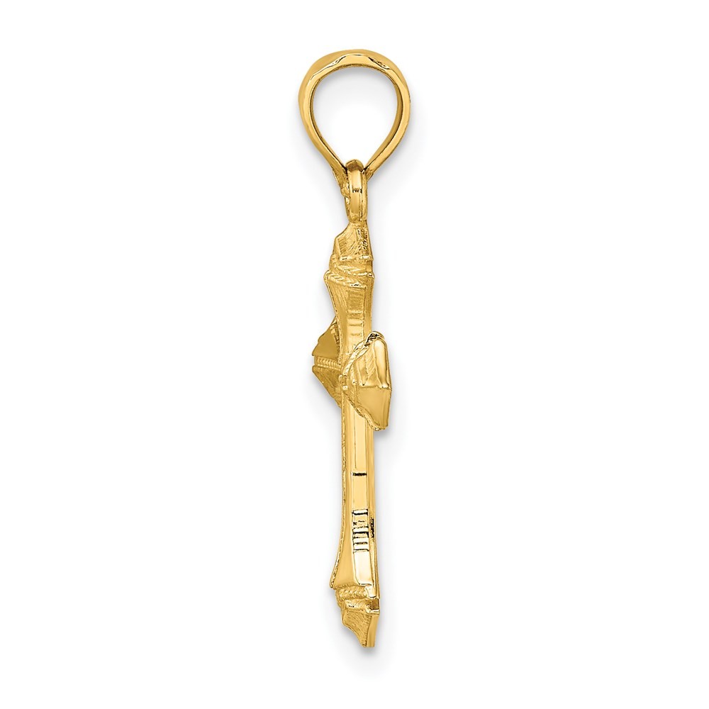 14k Yellow Gold Textured with Arrow Ends Cross Charm Pendant 0.63gm L-0.89 in