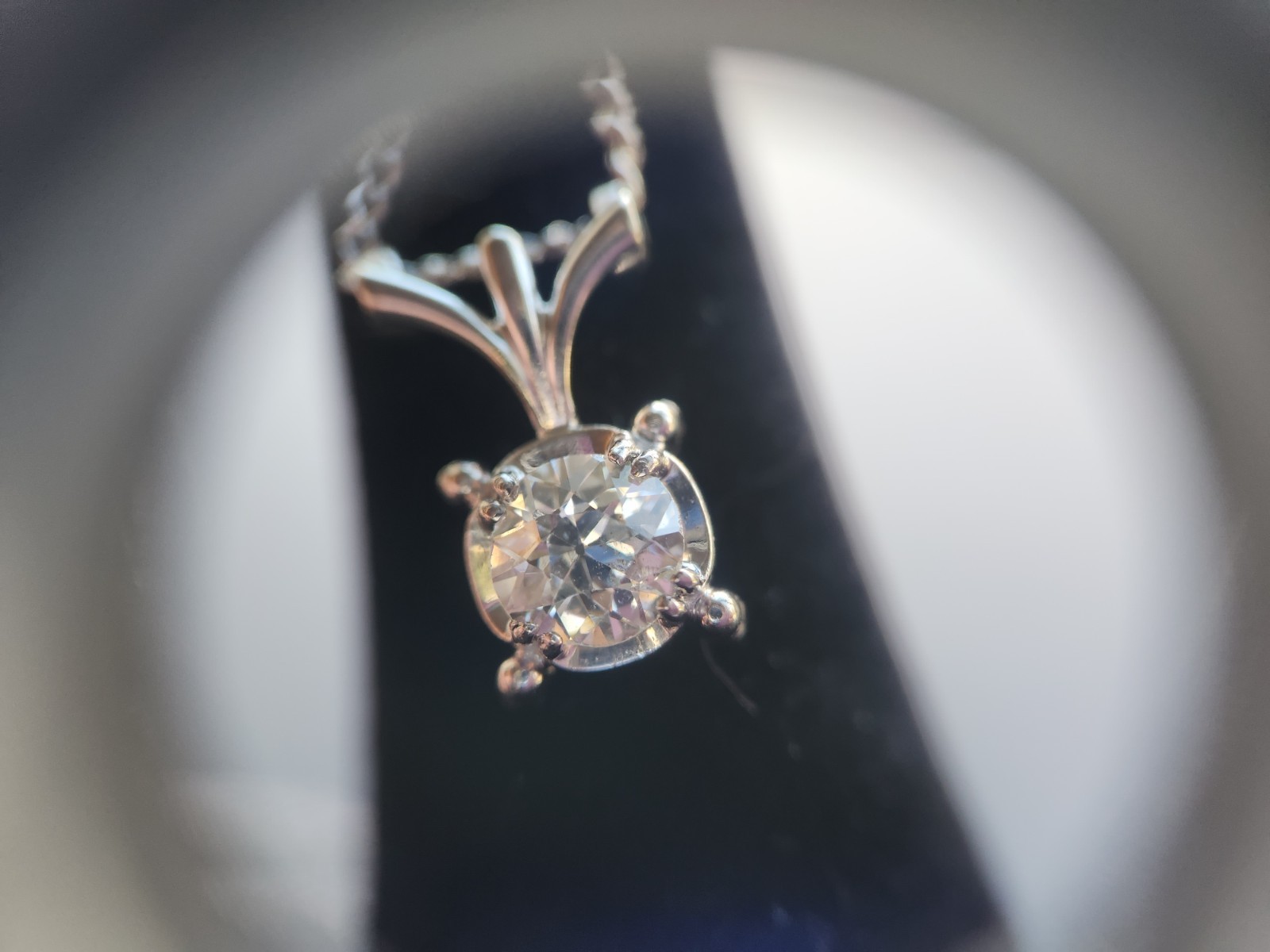 JABEL 18k Old European Cut Diamond Pendant