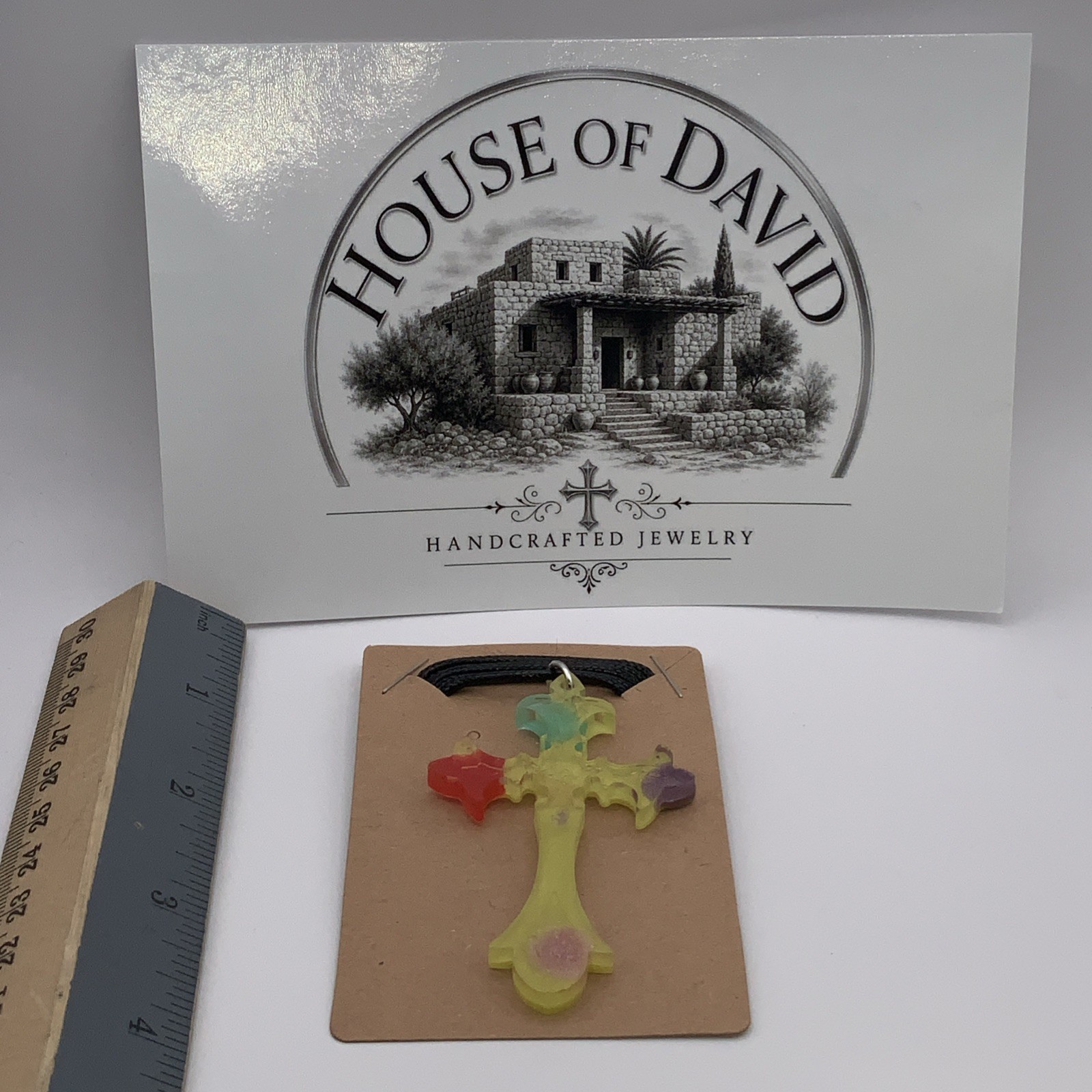 House Of David Handmade Cross Necklace Sunshine Polka Dots