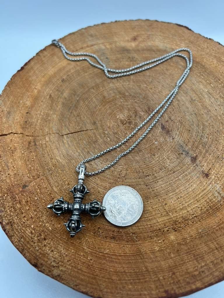 Stainless Steel legendary Buddhist dorje amulet pendant with necklace