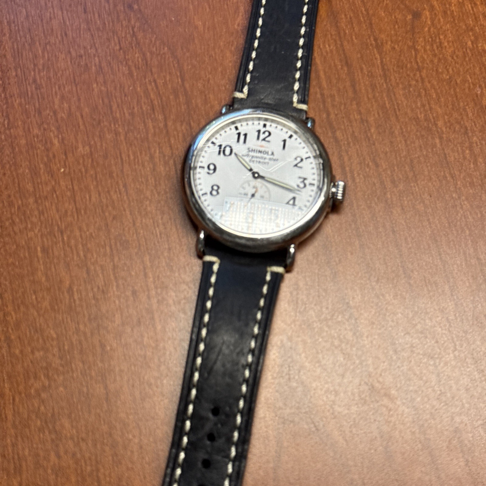 Shinola Argonite 1069 Runwell Stainless Steel 47mm Watch BLack Leather NEW BAT