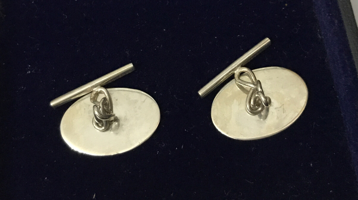 VINTAGE 925 SOLID STERLING SILVER PLAIN ENGRAVED CORNER CUFFLINKS ENGRAVABLE