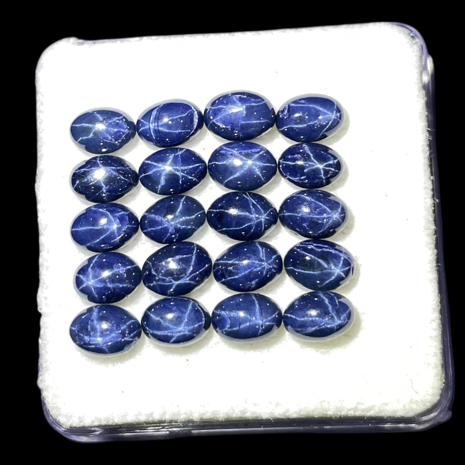 6 Pcs Natural Star Blue Sapphire 6x4mm Oval Cabochon Royal Loose Gemstones Lot