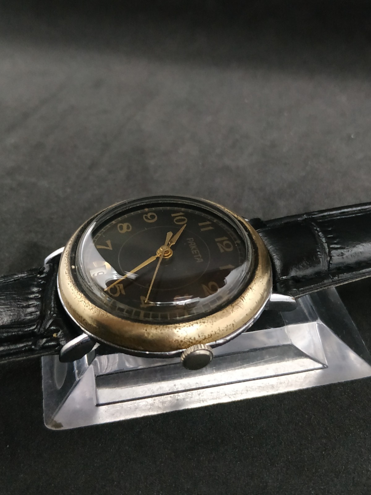 Men’s Dress Vintage USSR Watch Raketa Mechanical 2628.H Black Dial Retro Soviet