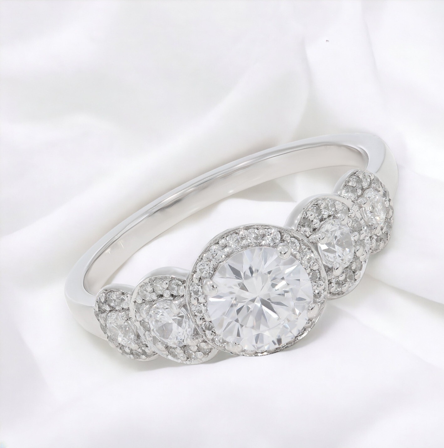 1.08 ct Round Lab Grown Diamond Ring Certified 14k White Gold