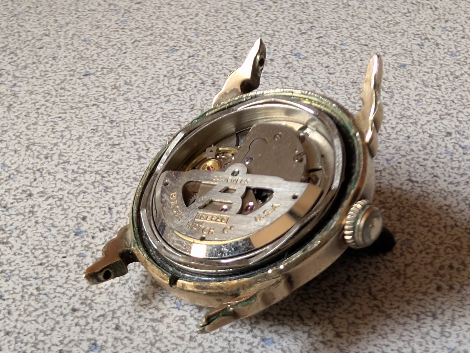 c1950’s BULOVA 23J 6 ADJUSTMENT SELF WINDING WATCH~KEEPS TIME REPAIR or PARTS