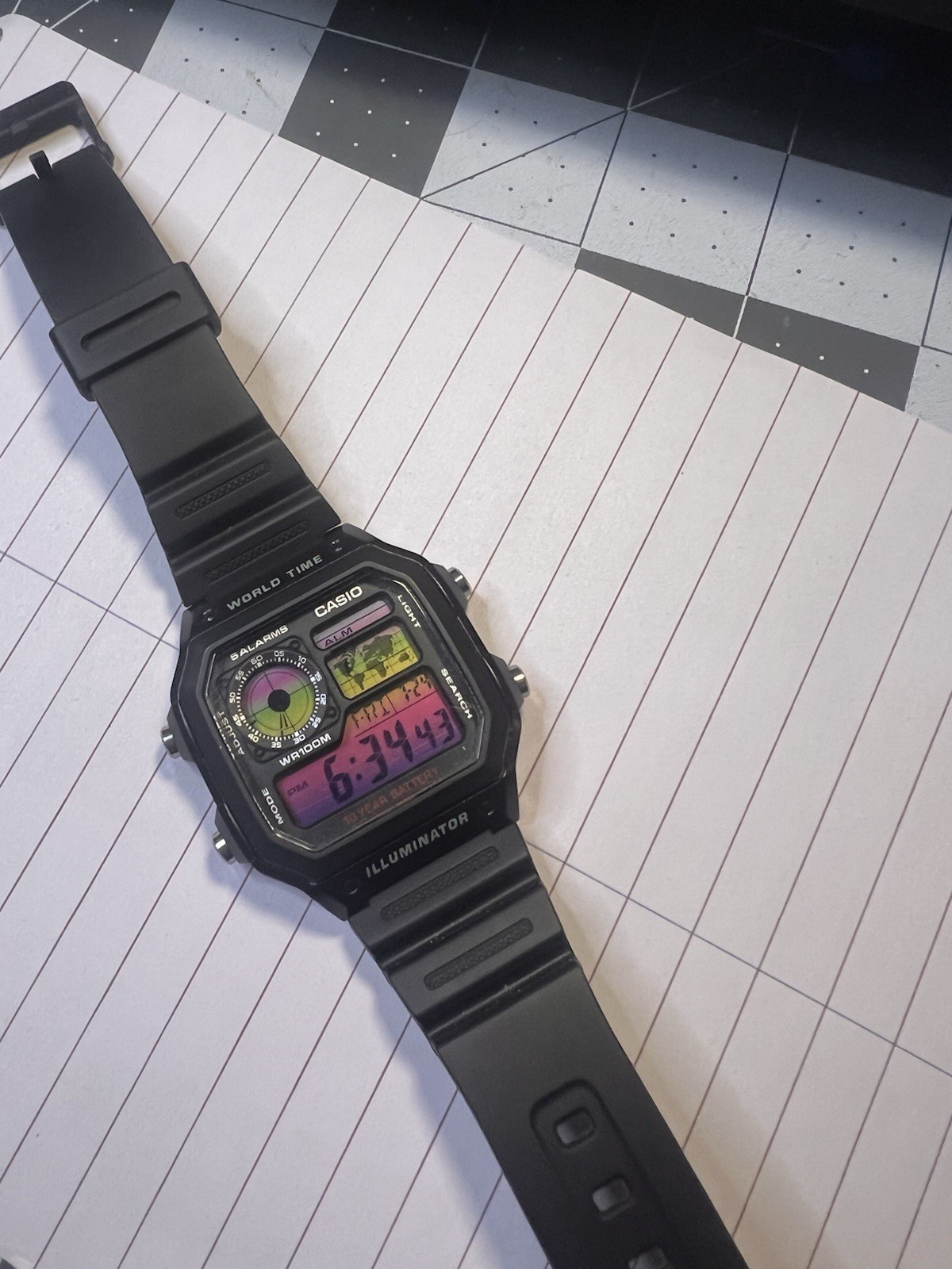 Casio AE1200 Royale Custom Mod With Extra Filters Moon Flag Colored Fade