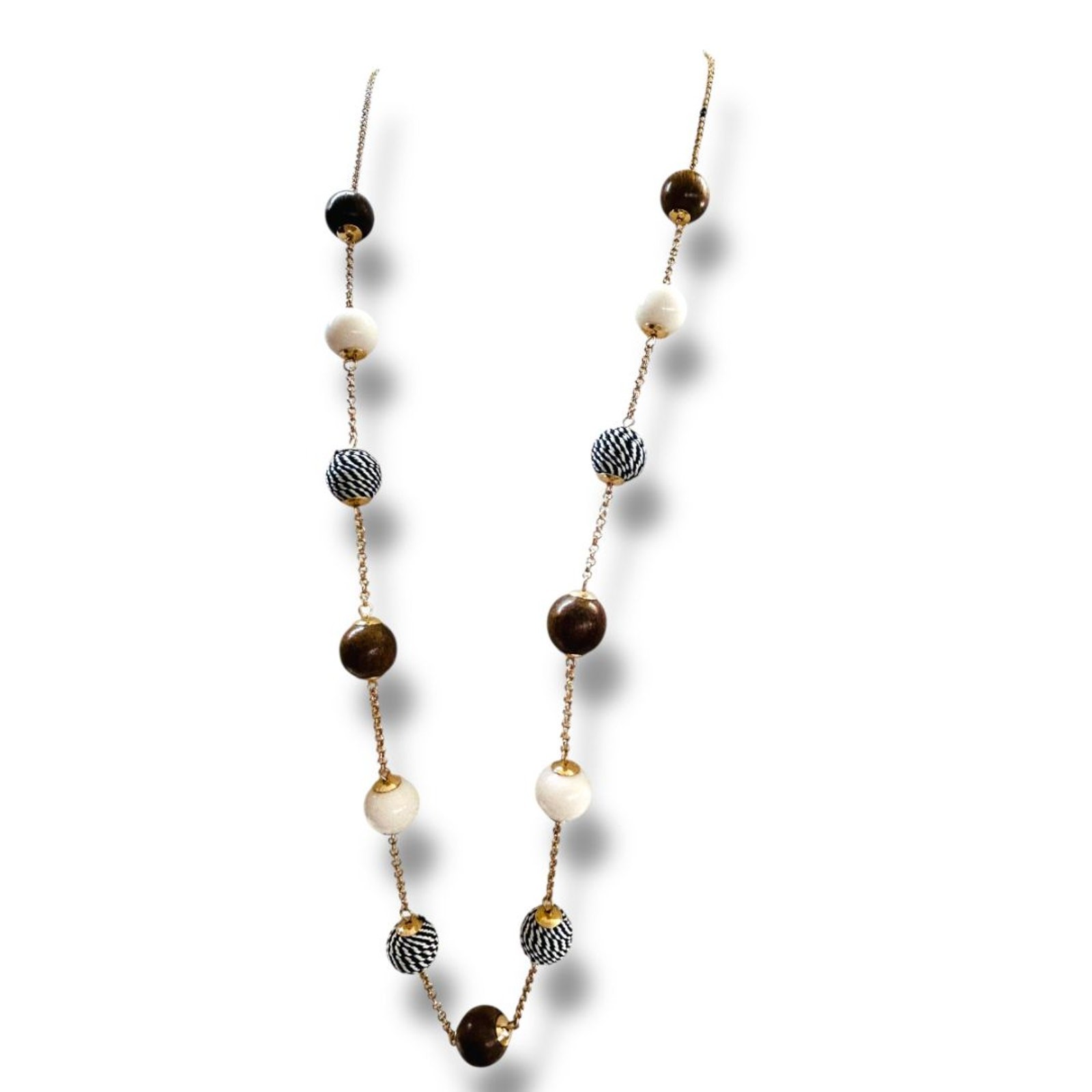 Lovisa New Goldtone Chain Beaded Necklace Boho No Clasp Overhead