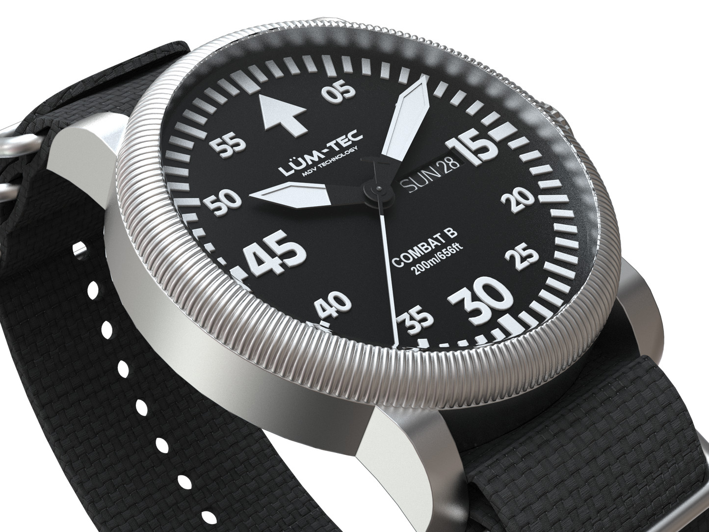 Lum-Tec Mens Watch Combat B67 Day Date 43mm Black Dial Miyota Japan 2105
