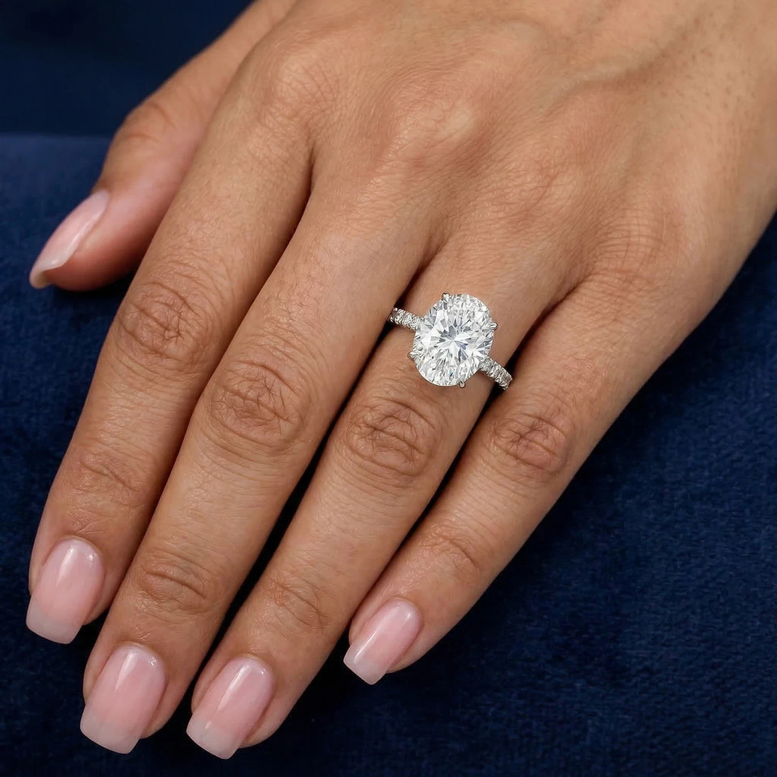 3.25 Ct IGI Oval F-VS1 Lab Grown Diamond Engagement Promise Ring 14K White Gold