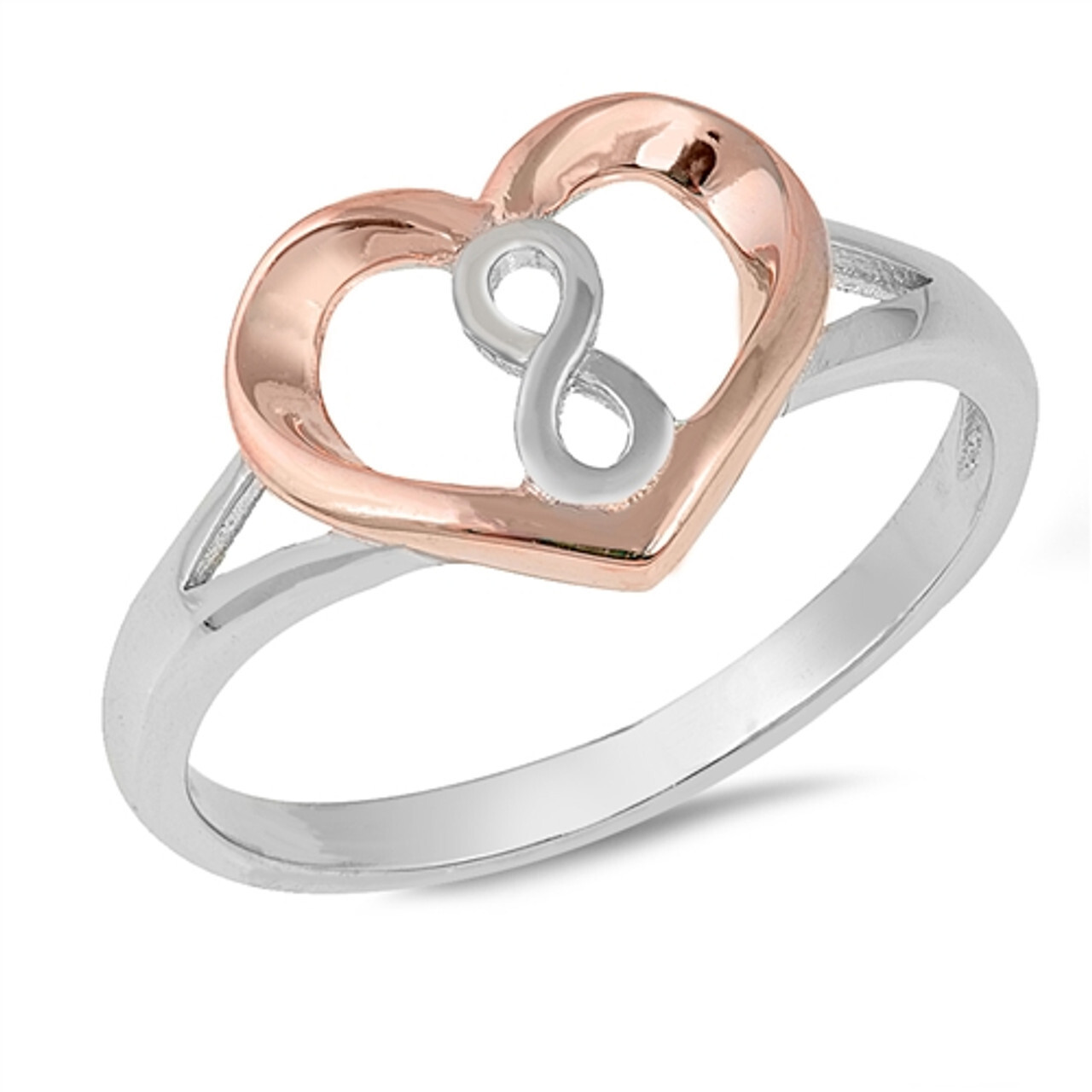 10K Multi Tone Gold Handmade Custom Hollow Heart Infinity Women’s Ring