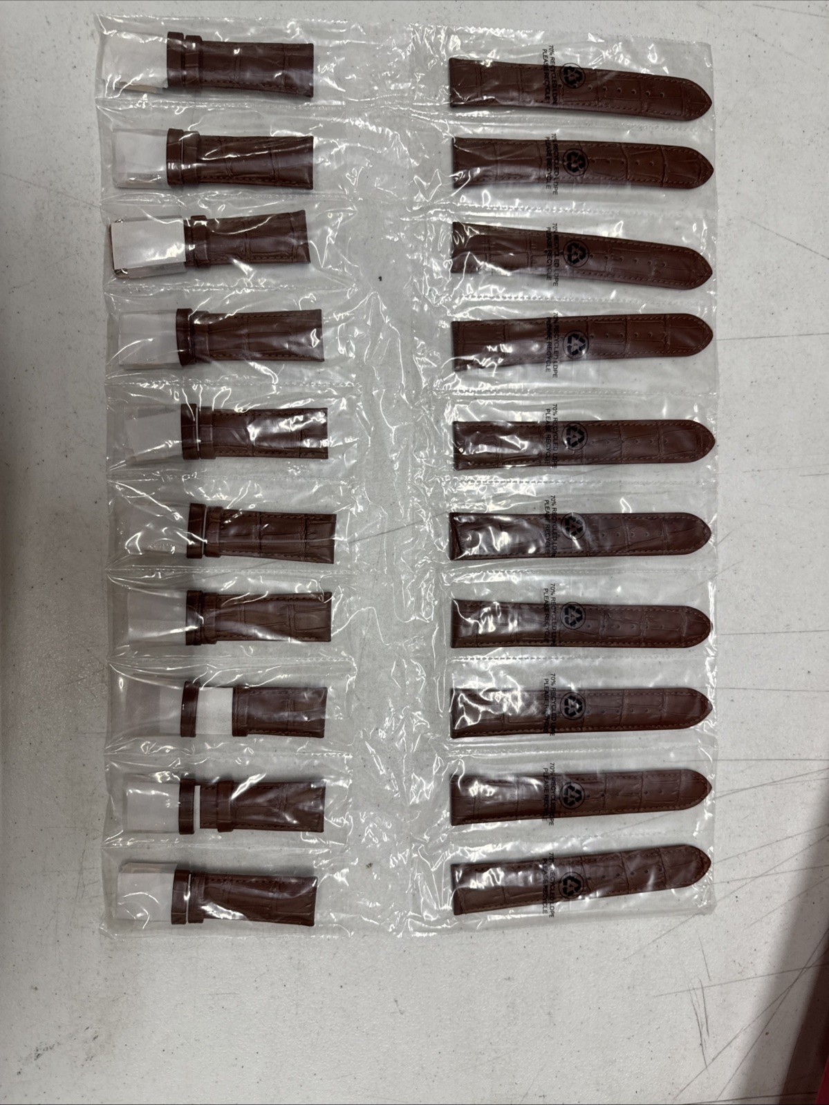 Lot of 10 – Brand NEW- 22mm Genuine Leather Brown Watch Bands