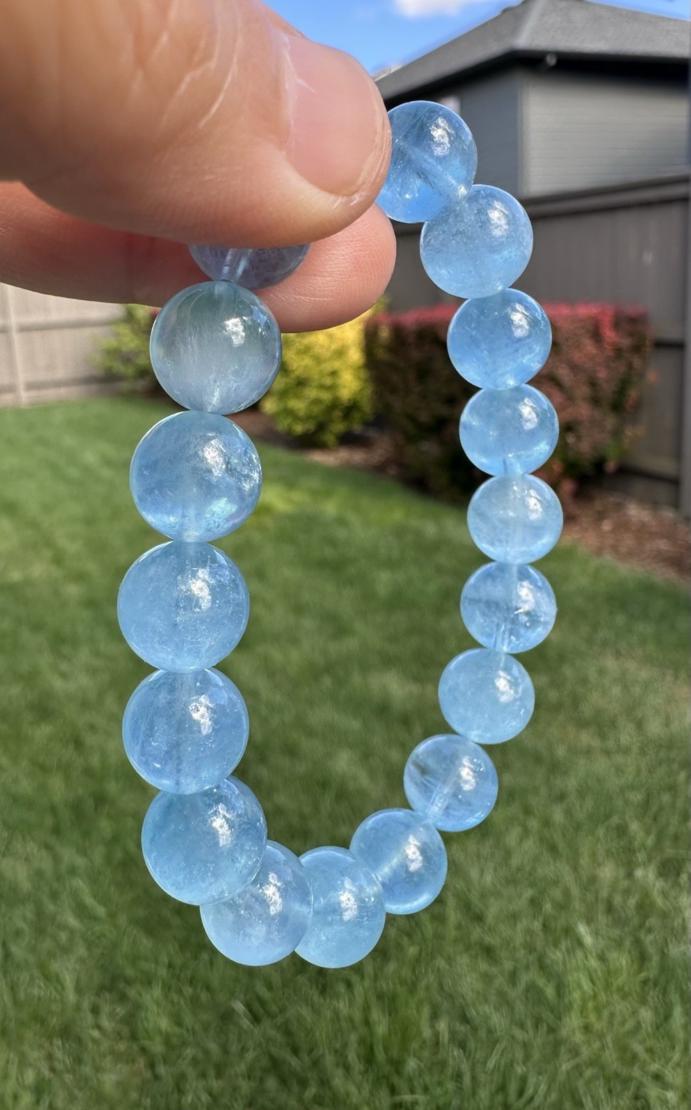 10.5-10.8mm High Quality Aquamarine Bracelet
