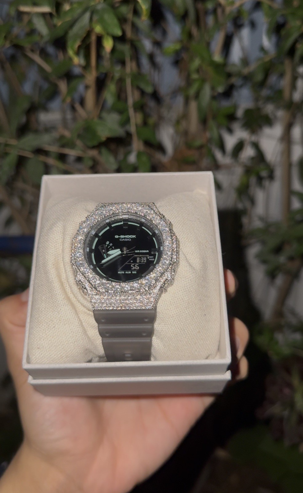 Custom Casio G-Shock GA2100 Moissanite Watch Black Dial