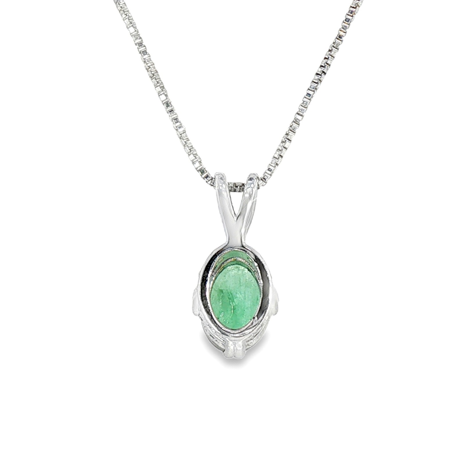925 Sterling Silver Natural Emerald Pendant Oval Top Rich Green 2.89gm